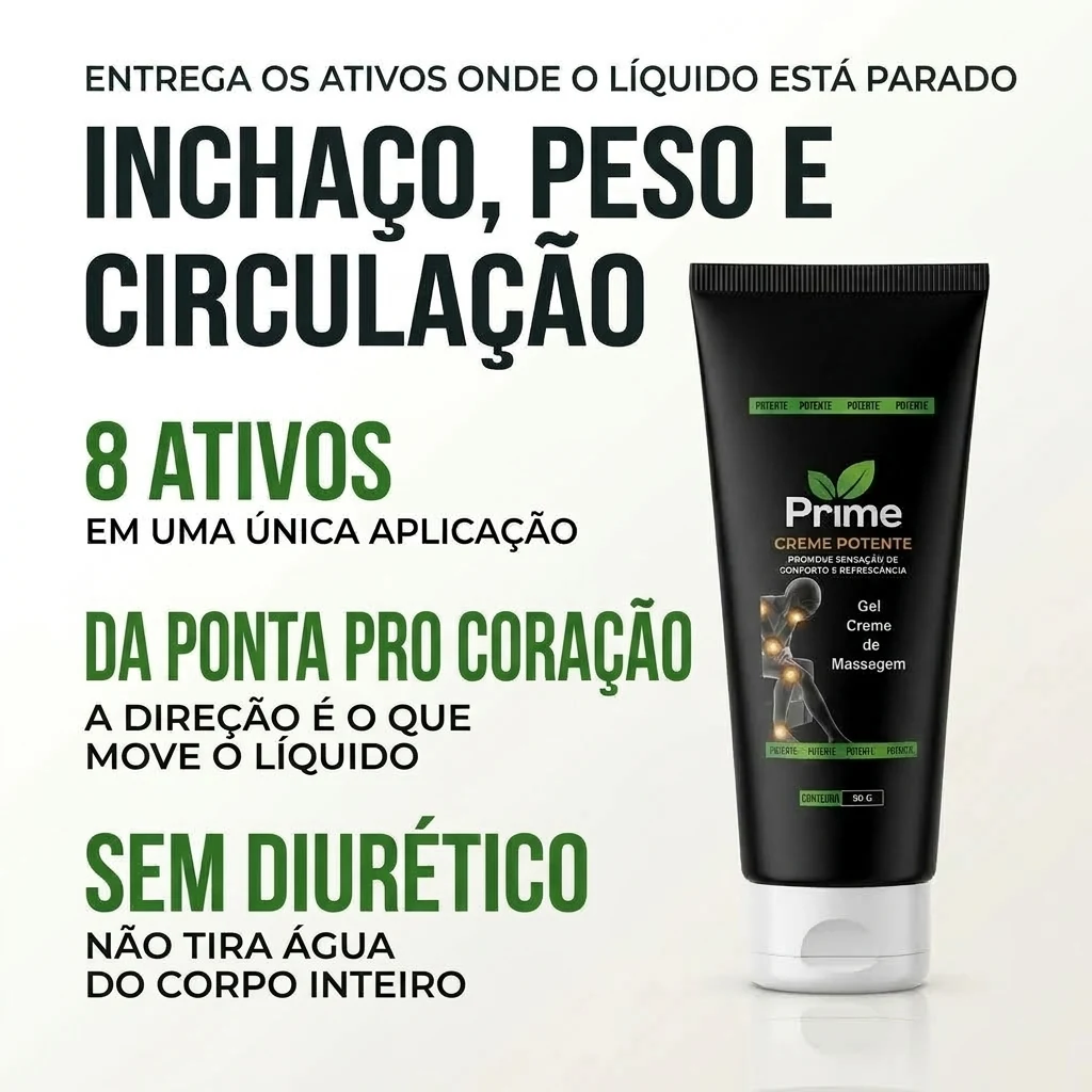 Inchaço, peso e circulação: 8 ativos, sem diurético
