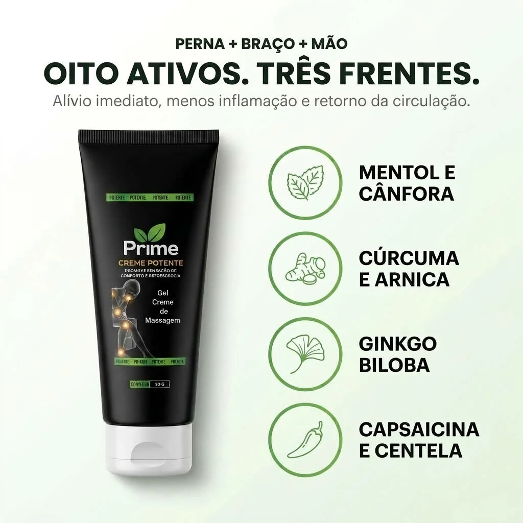 Os 8 ativos da fórmula do Prime Creme Potente